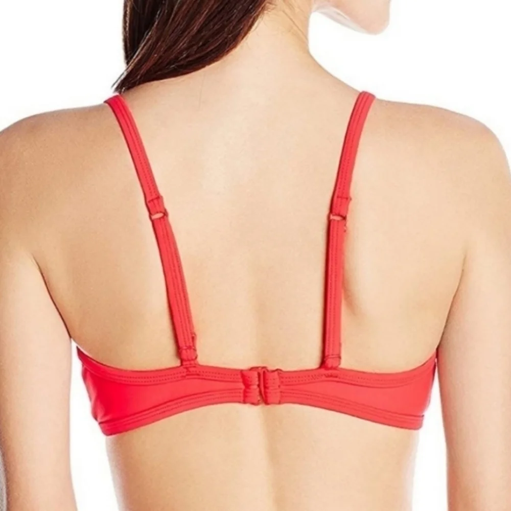 Adidas Cross Back bikini top Neon Red and White 12